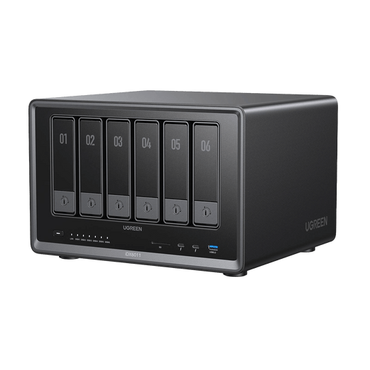 UGREEN iDX6011 with six front-facing drive bays.